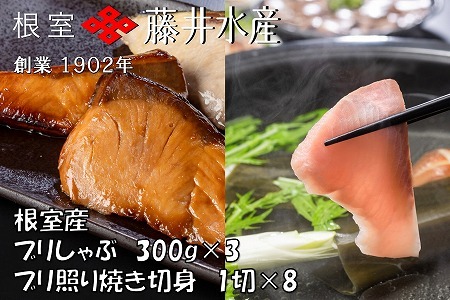 【北海道根室産】＜鮭匠ふじい＞天然ぶりのしゃぶしゃぶ・照焼切身セット F-42006