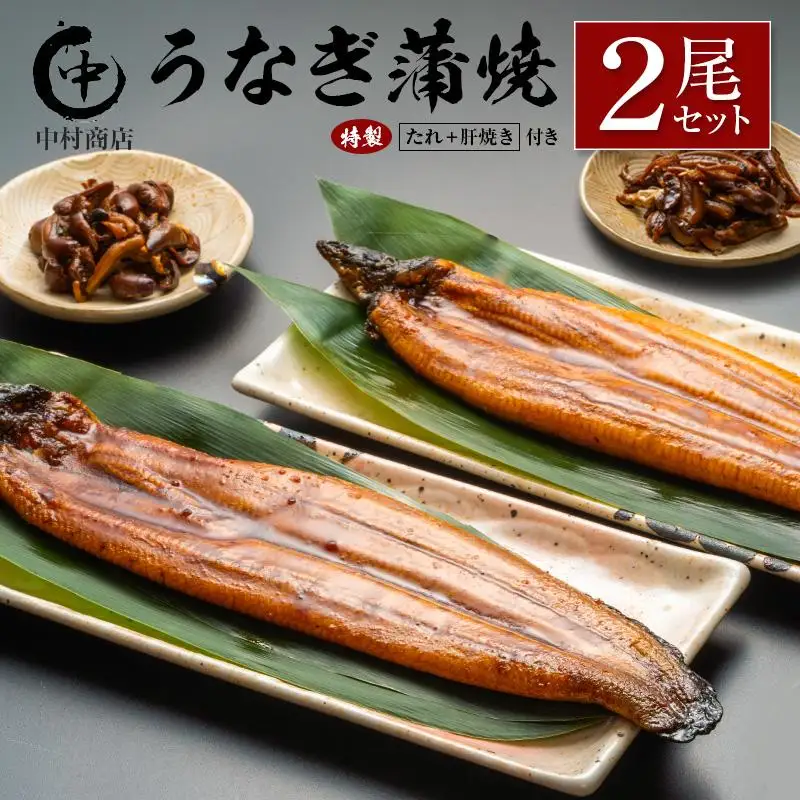 ◆中村商店 うなぎ蒲焼2尾セット 計362g以上 肝焼き付