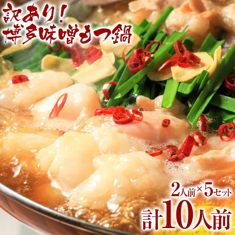 【訳あり】 博多味噌もつ鍋 10人前（2人前×5セット） MEAT PLUS CP048
