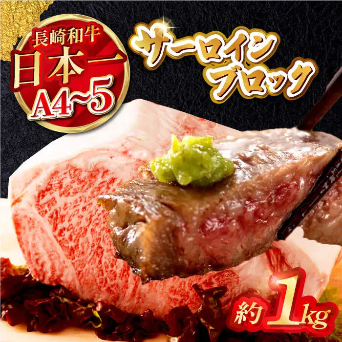 長崎和牛サーロインブロック　約1kg【株式会社MEAT PLUS】[MG05]