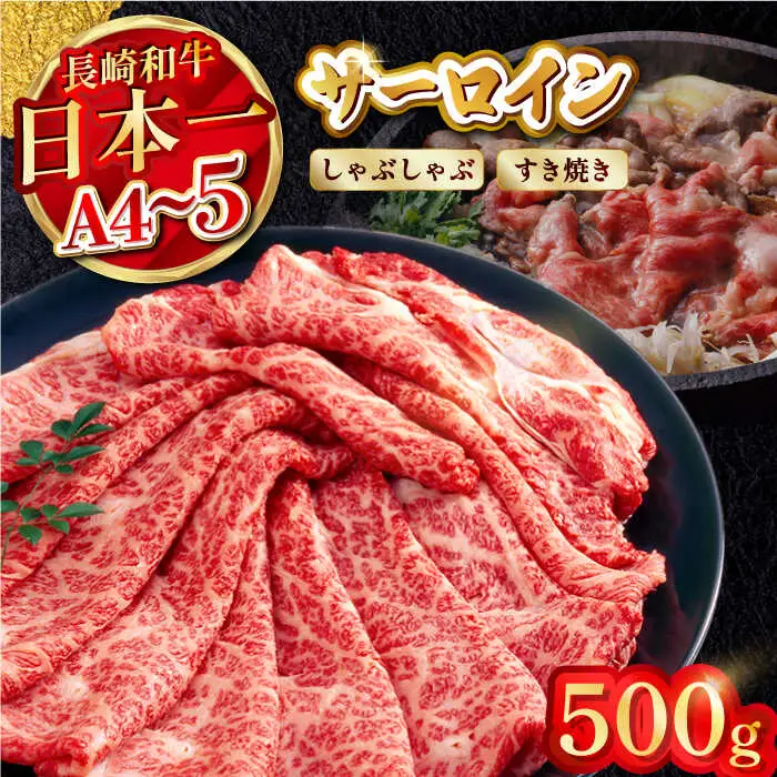 【厳選部位】【A4?A5】長崎和牛サーロインしゃぶしゃぶすき焼き用　500g【株式会社MEAT PLUS】[MG06]