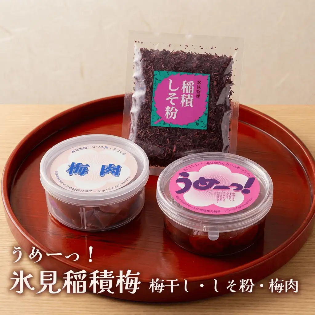 うめーっ！氷見稲積梅 梅干し・しそ粉・梅肉セット 富山県 氷見市 梅干 しそ 酸っぱい