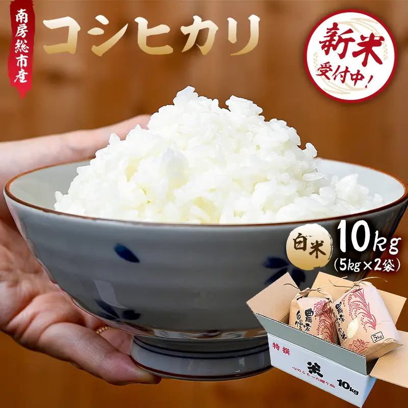 【新米】【令和8年産】南房総市産コシヒカリ白米10kg（5kg×2袋） mi0018-0015