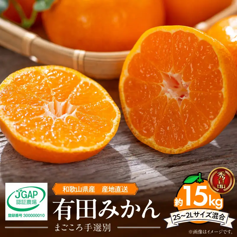 【2026年先行予約】【まごころ手選別】和歌山県産 有田みかん 秀品　15kg (2S～2Lサイズ混合)_ZE6446