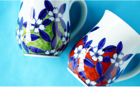 有田焼 染錦桜絵 マグカップペア 【神田陶器店】マグカップ 桜 コーヒー 染錦 プレゼント ギフト ペア 2個 bp008
