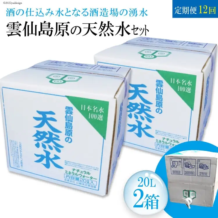 BD071 山崎本店酒造場 【12回定期便】 雲仙島原の天然水 20L 2箱