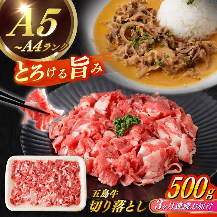【全3回定期便】五島牛切り落とし約500g[RBP076] 五島牛 切り落とし 定期便 五島牛 切り落とし 定期便 五島牛 切り落とし 定期便 五島牛 切り落とし 定期便九州 長崎