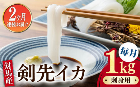 【全2回定期便】剣先 イカ 刺身 セット 1kg [WAD051]あかいか まるいか
