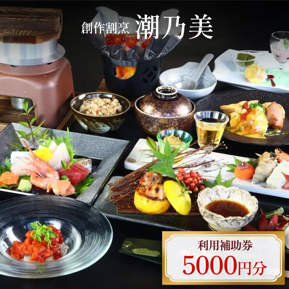 創作割烹潮乃美 利用補助券 5,000円 富山県 氷見市 宿泊 旅行 観光 宿泊券 チケット クーポン 海鮮
