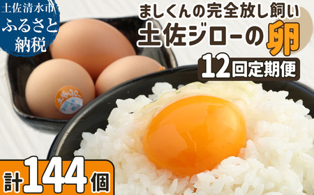 【ふるさと納税】土佐ジローの卵 定期便（12個入り×12回）もみ殻梱包 【J00136】