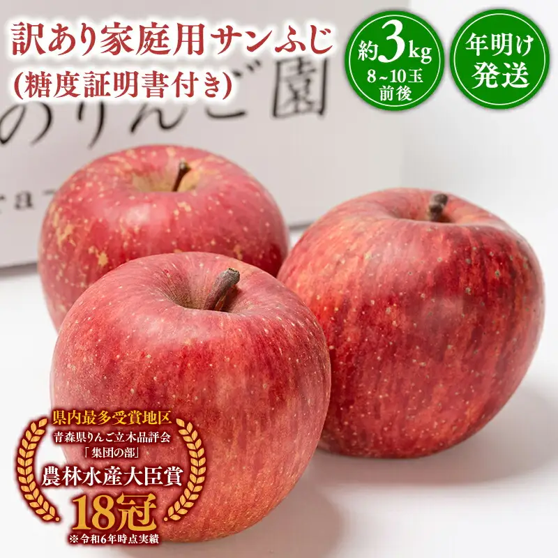 りんご 家庭用  サンふじ 約3kg [hi-0005-028]