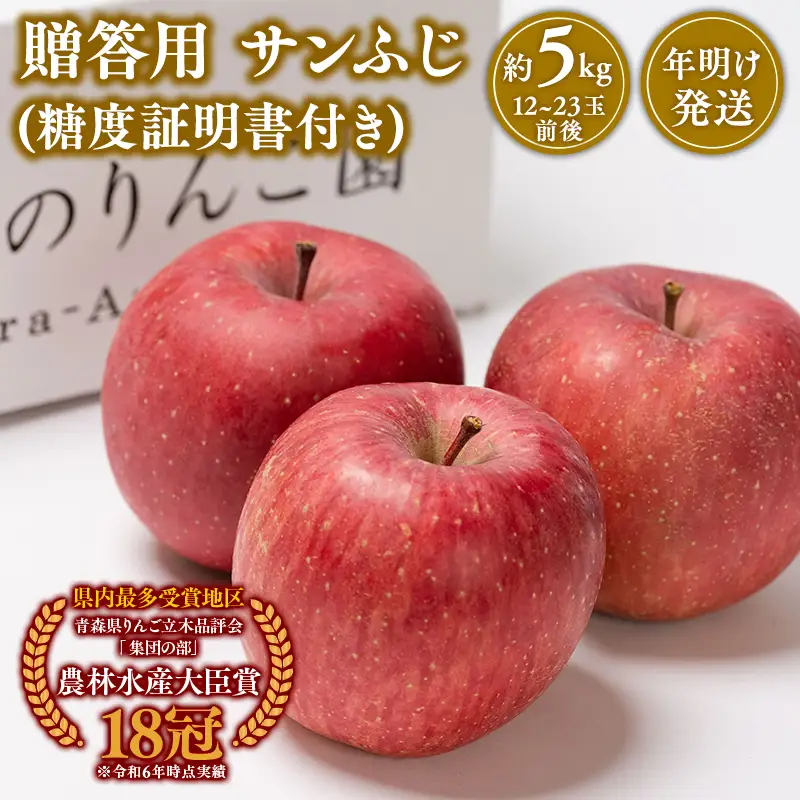 りんご 贈答用  サンふじ 約5kg 青森県平川市産　[hi-0005-039]