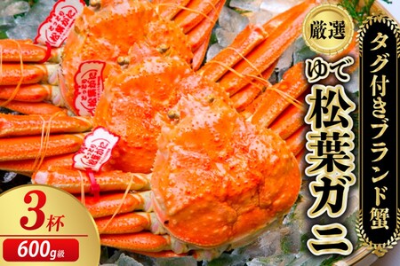 【厳選！！タグ付きブランド】茹で松葉かに 鮮度抜群、釜茹でにてお届け！！ 600g級×3杯（日本海山陰西部産） 蟹