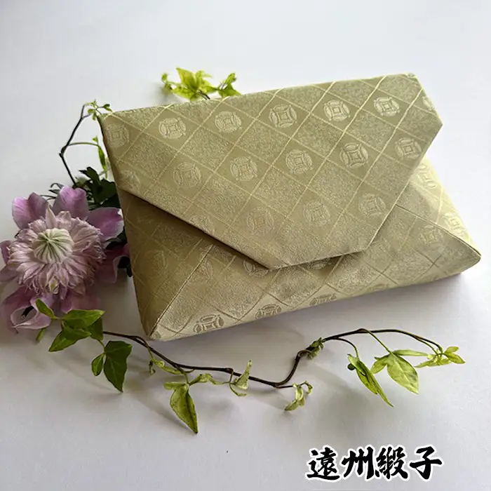 No.432-01 【表地の柄：遠州緞子】数寄屋袋　和装バッグ　ポーチ　クラッチバッグ
