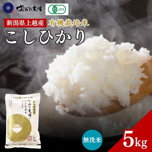 令和7年産 新潟県上越産 有機栽培米 コシヒカリ 【無洗米】 5kg 5キロ 精米 JAS有機栽培 こしひかり おおた農場 上越市