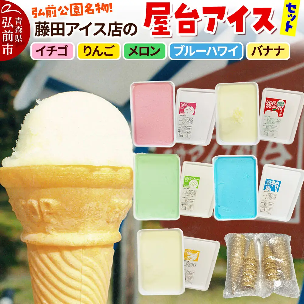 アイス 藤田アイス店 よくばりアイスセット【ケースアイス×5種類+コーン×20個】