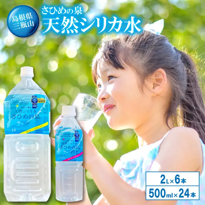 ナチュラルミネラルウォーター「さひめの泉」 ペットボトルセット（500ml×24本×1箱、2L×6本×1箱）【水 500ml 24本 2L 6本 ペットボトル シリカ水 シリカ ミネラルウォーター】