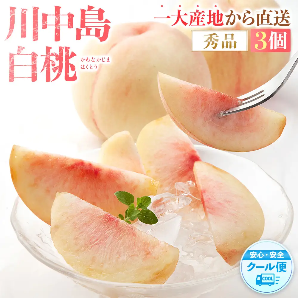 ［秀品］川中島白桃 食べきりやすい3個入り［2027年7月下旬頃より順次発送］こだわり 農家厳選 先行予約 モモ［KG16］