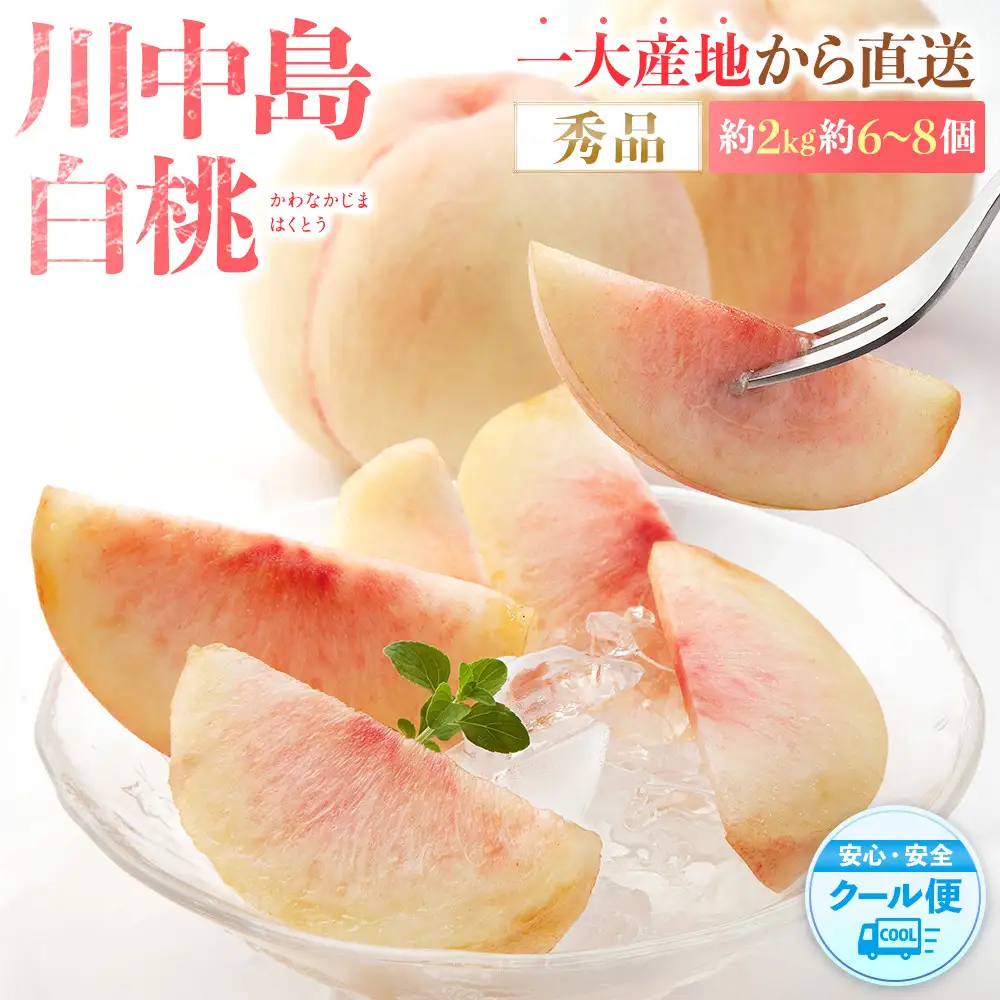 先行予約！［モモ］川中島白桃　約2kg 6～8個入［2027年7月下旬頃より順次発送］［秀品］こだわり農家厳選 ［KG13］