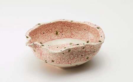 【 片口(大)赤絵 ×1枚 】 陶芸工房 季仙窯 [ 陶芸 手びねり 手づくり 鉢 作品 岩手 陸前高田 ] RT647