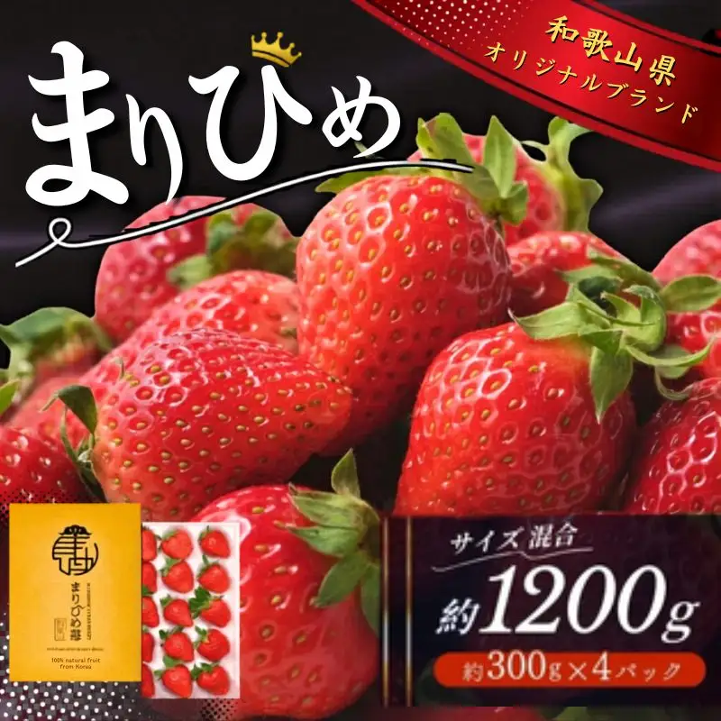 いちご まりひめ 【ご家庭用】 約300g×4パック M～3Lサイズ （サイズ指定不可）【tcs003】