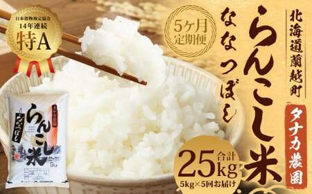 【5ヶ月定期便】 らんこし米 （ななつぼし） 5kg （タナカ農園）【2024年10月下旬より順次発送】 米 こめ コメ お米 白米 精米 ご飯 ごはん