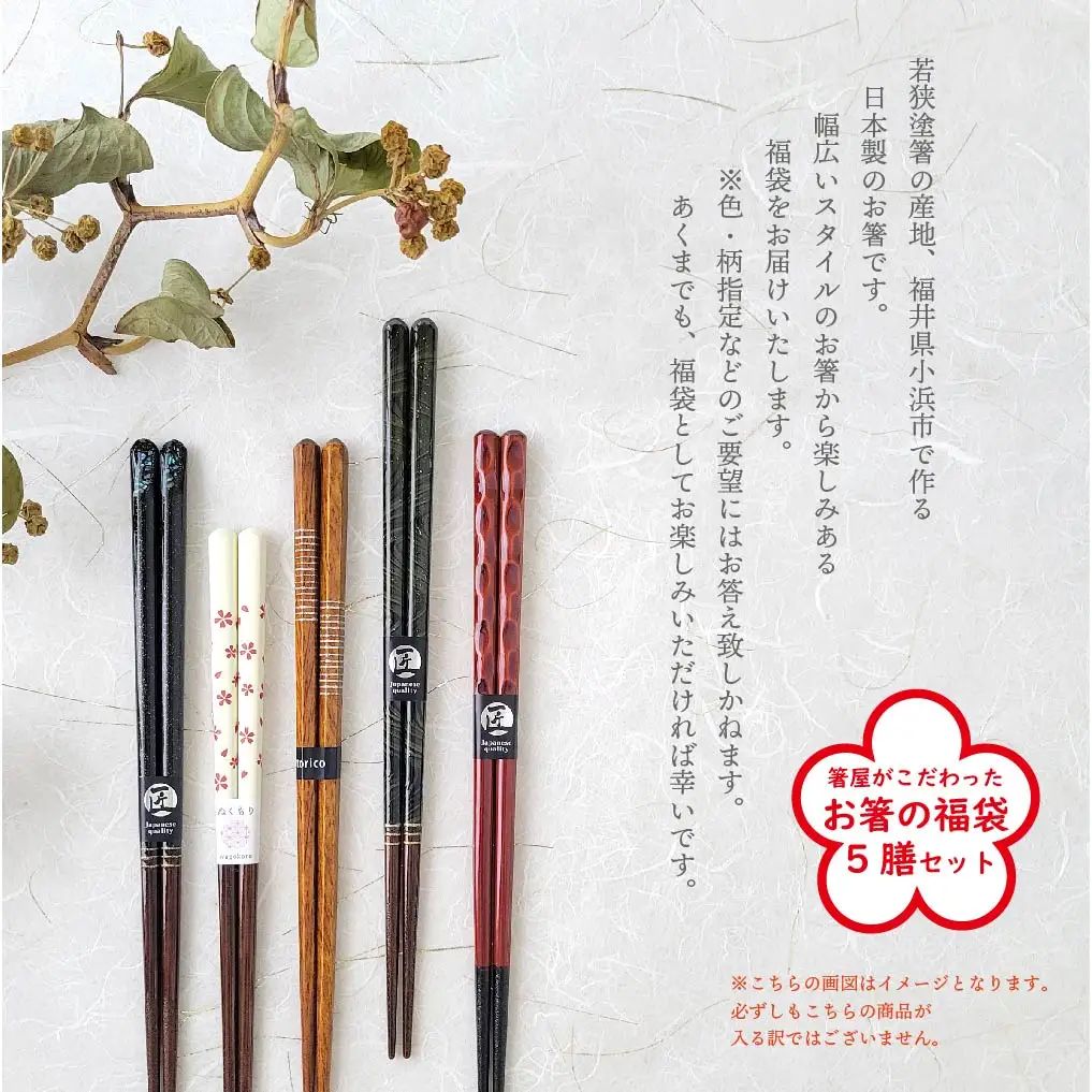 箸屋がこだわったお箸の福袋 5膳入  [BFDC001]