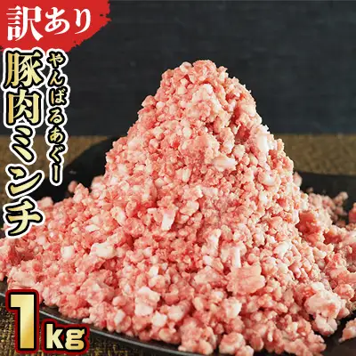 【訳あり】あぐー豚肉ミンチ 1kg（500g×2パック） 簡易包装シリーズ【白豚あぐー】 訳アリ 豚 ミンチ 簡易包装 SDGS ハンバーグ あぐー 名護市 銘柄豚肉 豚ひき肉 餃子 おかず 食品 国産豚 うまみ 冷凍 真空パック 2パック 2袋 やんばる