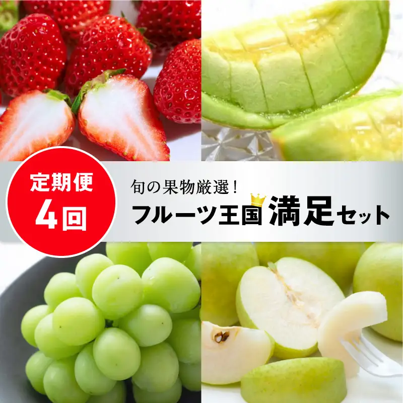【先行予約／フルーツ定期便4回】旬の果物厳選！京丹後フルーツ王国セット（完熟イチゴ・メロン・シャインマスカット・二十世紀梨）（2027年2月中旬～発送）