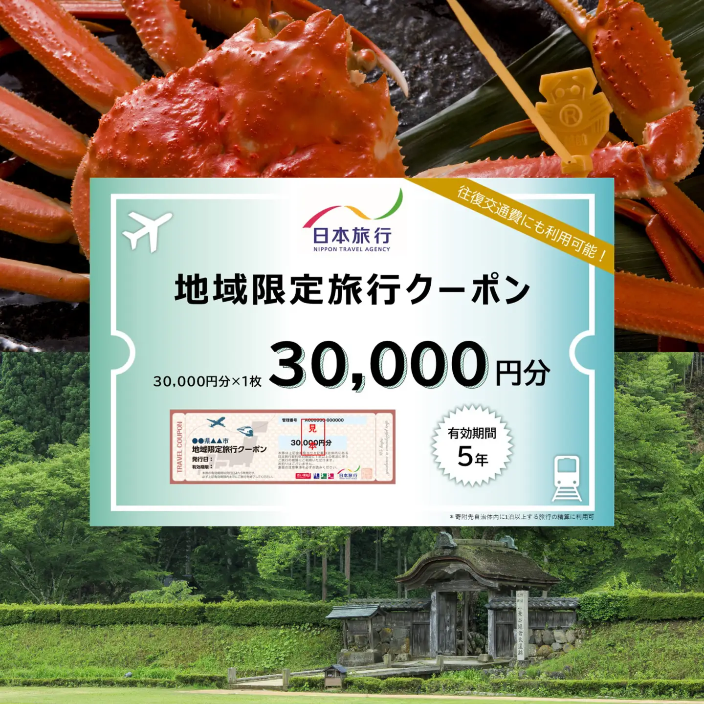 【福井県福井市】日本旅行 地域限定旅行クーポン【30,000円分】[J-158002]