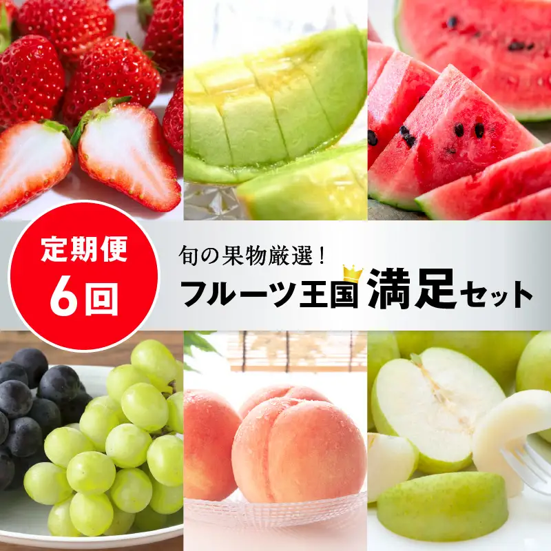 【先行予約／フルーツ定期便6回】旬の果物厳選！京丹後フルーツ王国満足セット（完熟イチゴ・小玉スイカ・桃・メロン・完熟ブドウ＆シャインマスカット食べ比べ・二十世紀梨）（2027年2月中旬～発送）