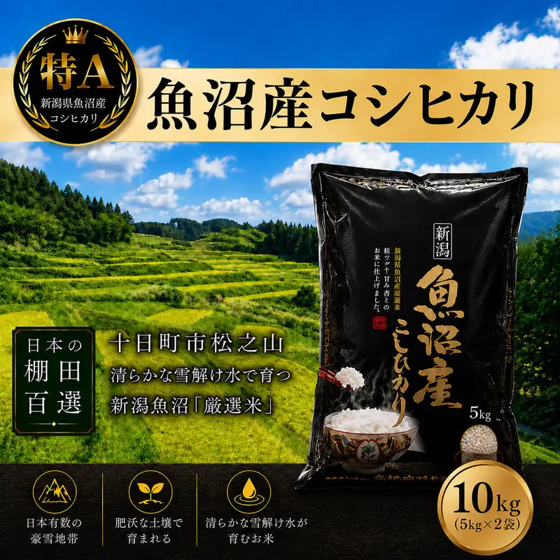 【令和7年産】【食味鑑定士厳選】日本棚田百選のお米　天空の里 魚沼産 こしひかり 10kg(5kg×2)