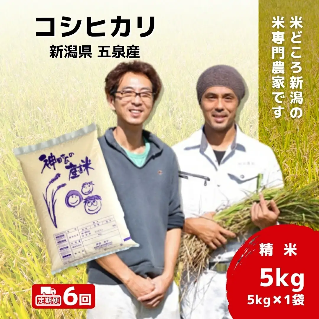 【先行予約】令和8年産米【6回定期便】わくわく農場のコシヒカリ 5kg | コシヒカリ 白米 米 新潟県産 五泉市