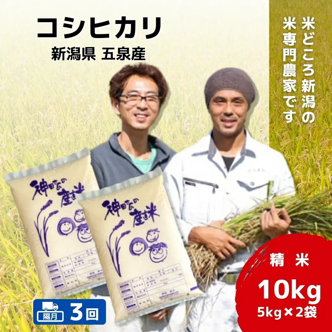 【先行予約】令和8年産米【隔月3回定期便】コシヒカリ 10kg(5kg×2袋) 新潟県産 | コシヒカリ 白米 米 新潟県産 五泉市