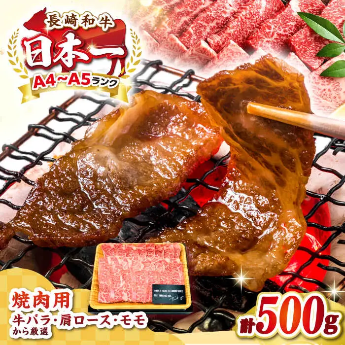 【訳あり】【A4～A5ランク】長崎和牛 焼肉切り落とし 500g (肩ロース・バラ）《壱岐市》【株式会社MEAT PLUS】 肉 牛肉 黒毛和牛 焼き肉 ご褒美 焼肉 焼肉用 ギフト 贈答用 ご褒美 冷凍配送 A4 A5 [JGH021]