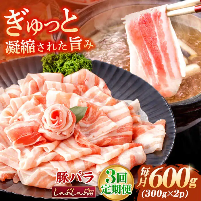 【定期便】 豚肉 しゃぶしゃぶ用 総計1.8kg NAC607 豚肉 全3回