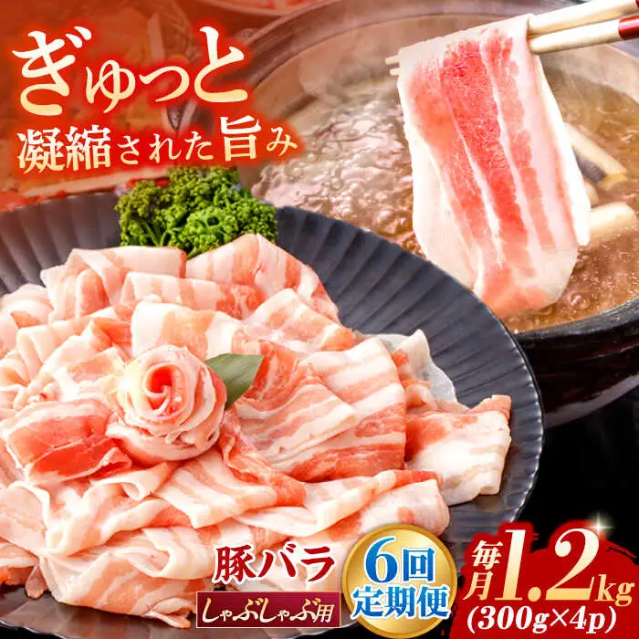 【定期便】 豚バラ肉 シャブシャブ 総計7.2kg NAC611 豚肉 全6回