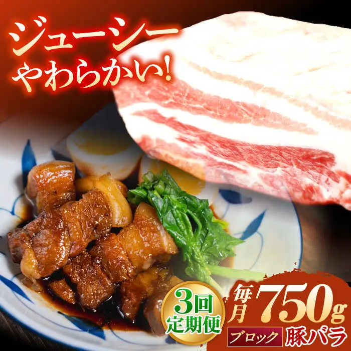 【定期便】 豚肉 ブロック 総計2.25kg NAC613 豚肉 全3回
