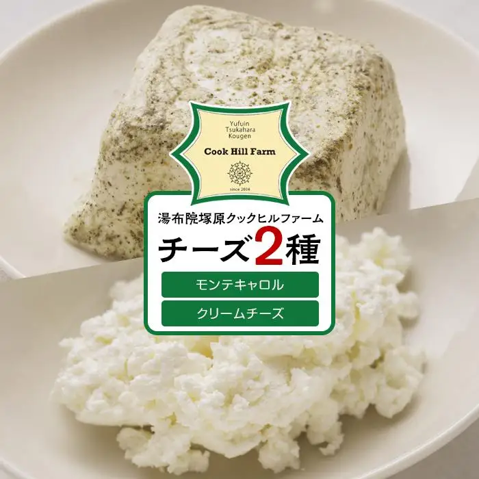 ゆふいん牛乳でつくった 特選 無添加 チーズ 2種類（クリームチーズ・モンテキャトル）セット＜湯布院クックヒルファームからお届け＞