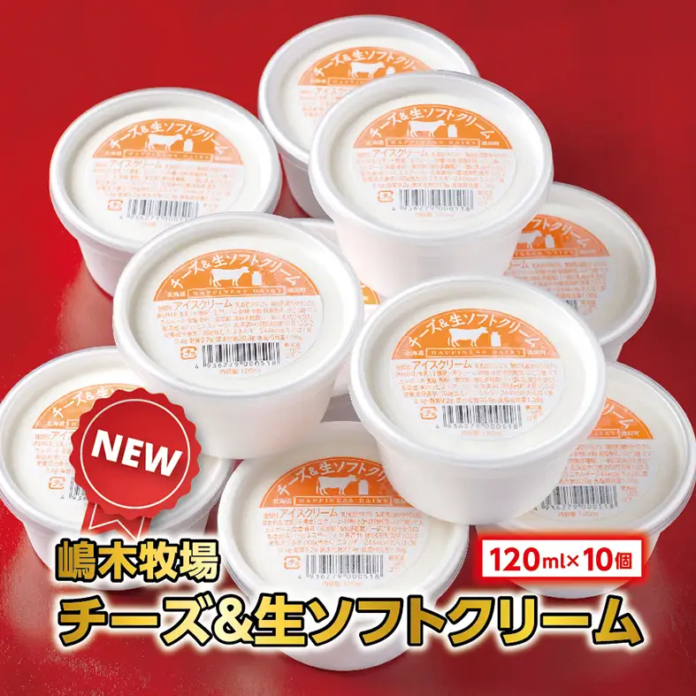北海道 牧場のチーズ＆生ソフトクリーム 10個 アイスクリーム アイス スイーツ 池田町 ジェラート ギフト ソフトクリーム 120ml×10個 国産