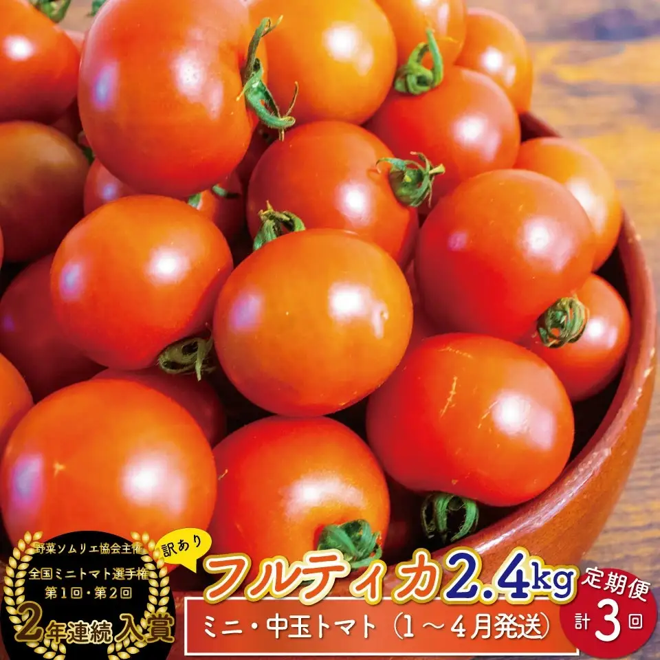 【2027年1月～4月頃発送】＜約2.4kg×3回 定期便＞ 訳あり アイメック フルティカ トマト＞ましまファーム ミニトマト フルーツトマト ワケあり 規格外