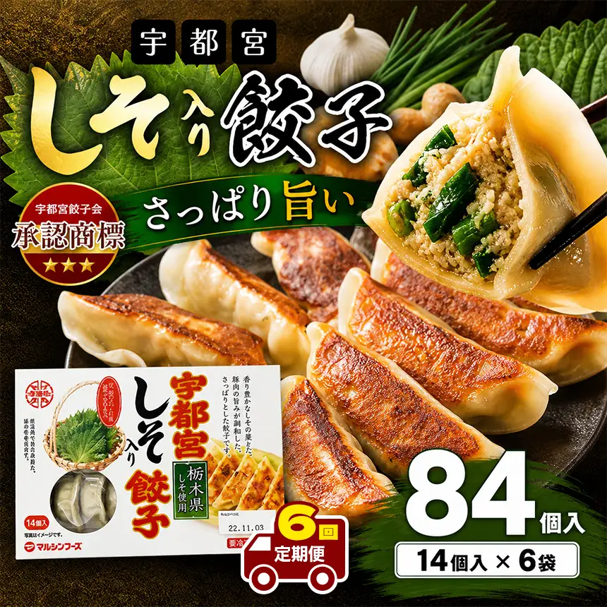 【定期便6回】宇都宮しそ餃子 14個入り×6 ケース(1箱)