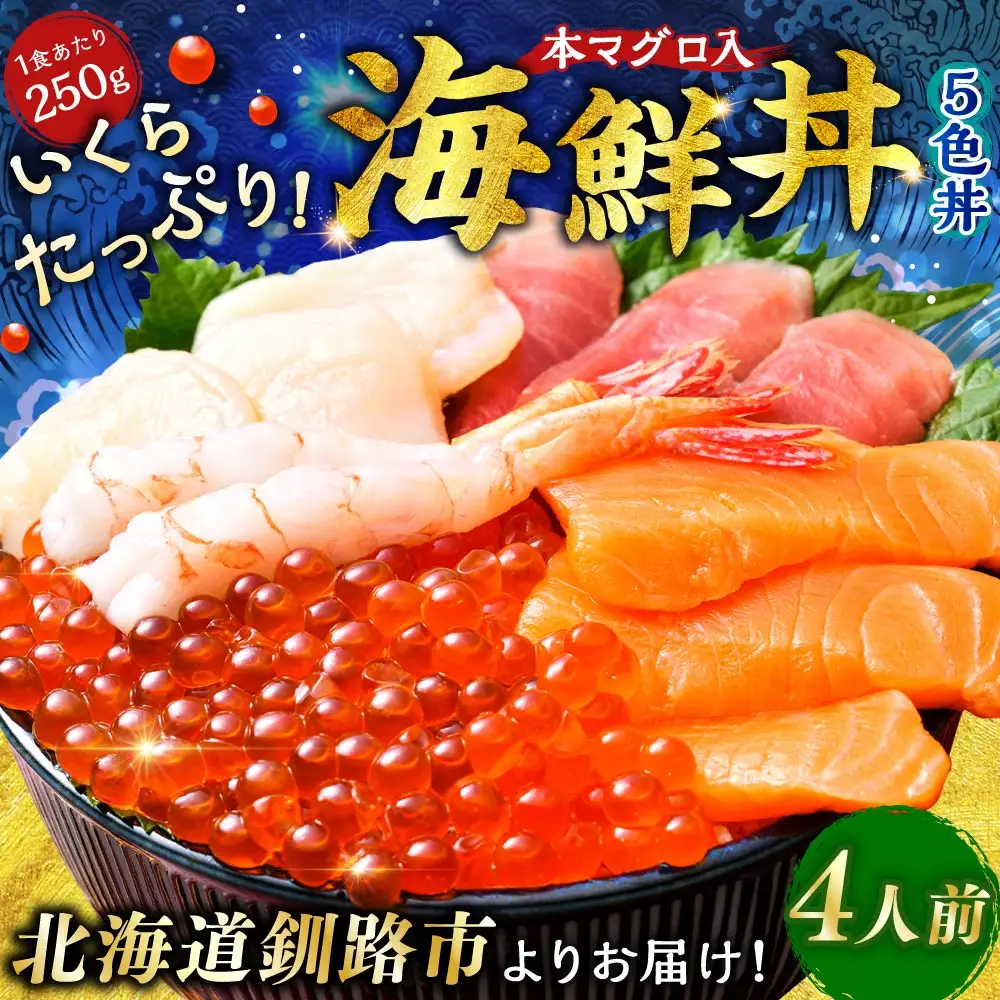 いくらたっぷり海鮮丼セット 4人用 イクラ いくら 海鮮丼 刺身 真空パック 小分け 北海道いくら 秋鮭 秋鮭イクラ 新鮮 海鮮 F4F-8627