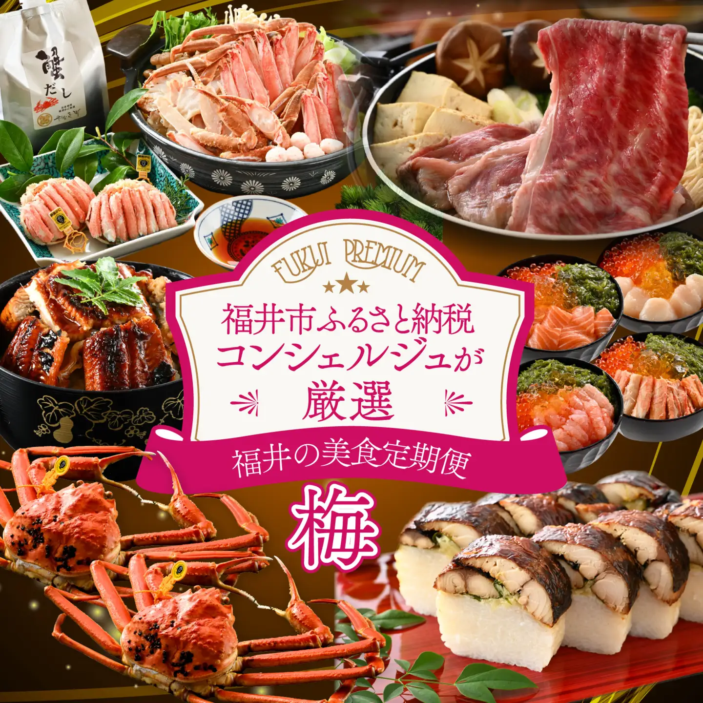 「ふくいプレミアム　福井の美食定期便　梅コース」 定期便　計6回[M-085048] / 定期便