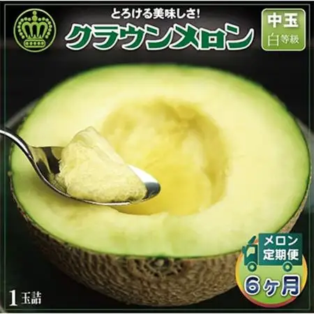 【毎月定期便】クラウンメロン(白等級) 中玉1玉 全6回【配送不可地域：離島・北海道・沖縄県】【4012655】