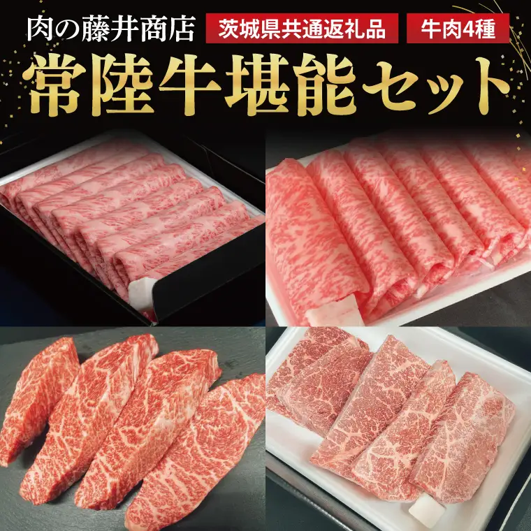 肉の藤井商店 ～常陸牛堪能セット～｜ブランド牛 お肉 食べ比べ 茨城県共通返礼品 行方市【茨城県共通返礼品】(FL-26)