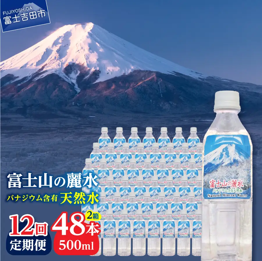 ミネラルウォーター 【12か月お届け】富士山の麗水 500ml 48本 定期便 