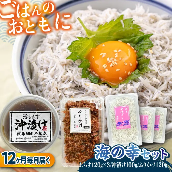 【全12回定期便】 海の幸セット（沖漬け×1・ふりかけ×1・湘南しらす×3）【平敏丸】 [AKEZ020]
