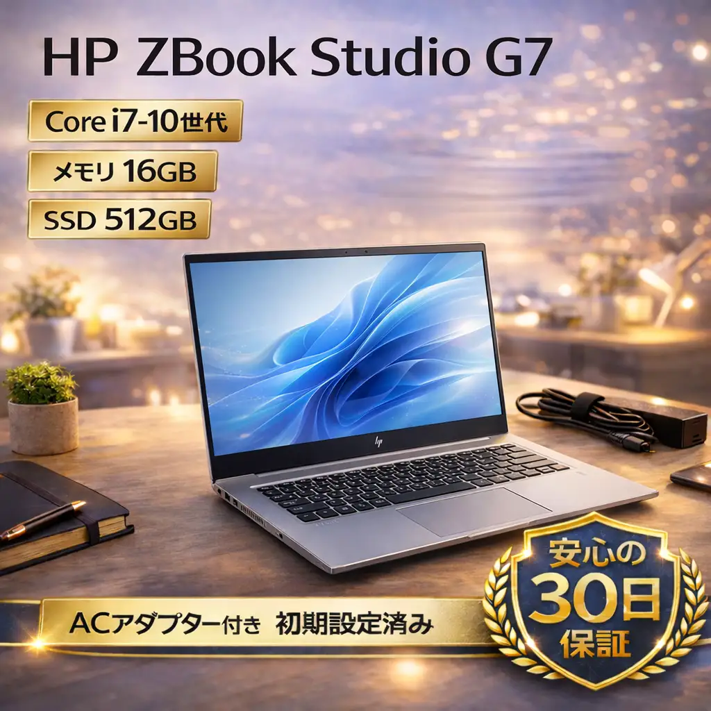 パソコン【 HP ZBook Studio G7 】第10世代Core i7 / メモリ16GB / 512GB / フルHD ～初期設定済み・すぐ使える再生ノートPC～　 260-01
