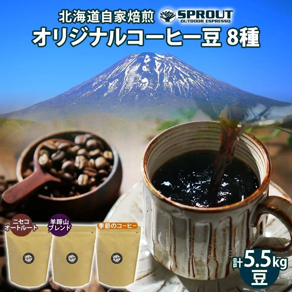 コーヒー豆セット 自家焙煎 8種 飲み比べ オートルート コーヒー豆セット【8種 計5.5kg 約550杯分】